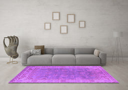 Machine Washable Oriental Purple Industrial Area Rugs in a Living Room, wshurb1638pur