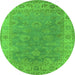 Round Oriental Green Industrial Rug, urb1638grn