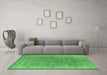 Machine Washable Oriental Emerald Green Industrial Area Rugs in a Living Room,, wshurb1638emgrn