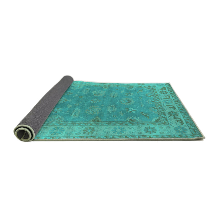 Sideview of Oriental Turquoise Industrial Rug, urb1638turq