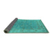 Sideview of Oriental Turquoise Industrial Rug, urb1638turq