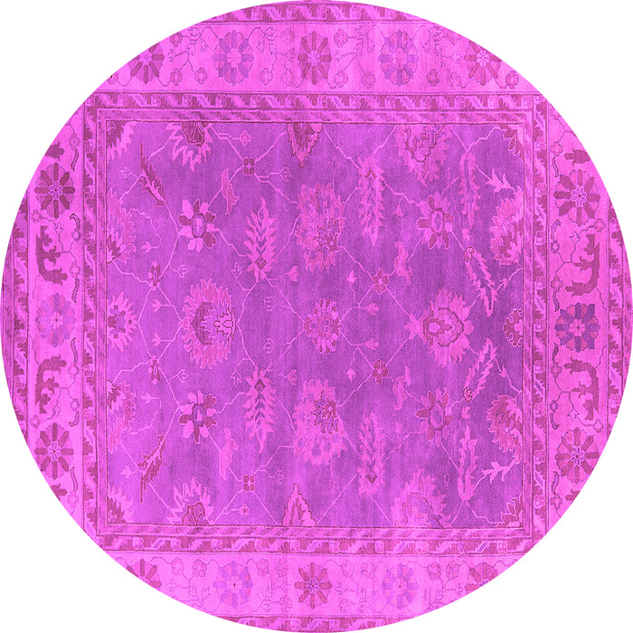 Round Machine Washable Oriental Pink Industrial Rug, wshurb1638pnk