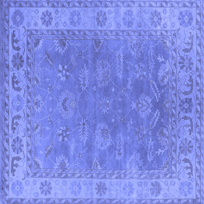 Square Machine Washable Oriental Blue Industrial Rug, wshurb1638blu