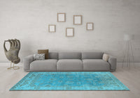 Machine Washable Oriental Light Blue Industrial Rug, wshurb1638lblu