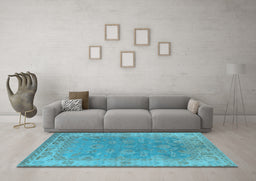 Machine Washable Oriental Light Blue Industrial Rug in a Living Room, wshurb1638lblu