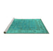 Sideview of Machine Washable Oriental Turquoise Industrial Area Rugs, wshurb1638turq