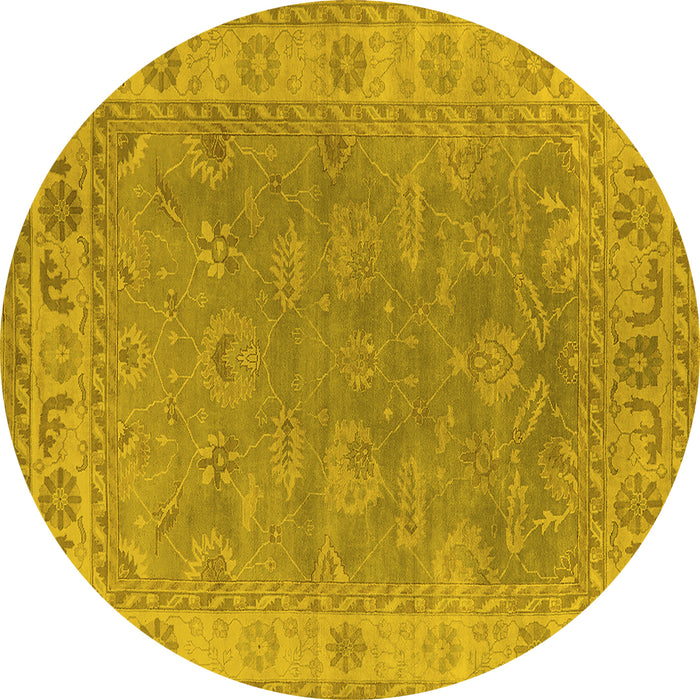 Round Oriental Yellow Industrial Rug, urb1638yw