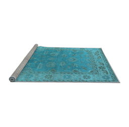 Sideview of Machine Washable Oriental Light Blue Industrial Rug, wshurb1638lblu