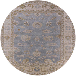 Round Mid-Century Modern Rose Purple Oriental Rug, urb1638