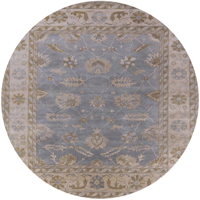 Round Mid-Century Modern Rose Purple Oriental Rug, urb1638