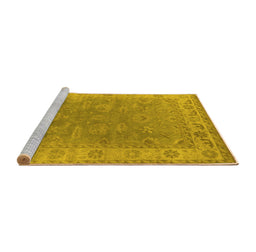 Sideview of Machine Washable Oriental Yellow Industrial Rug, wshurb1638yw