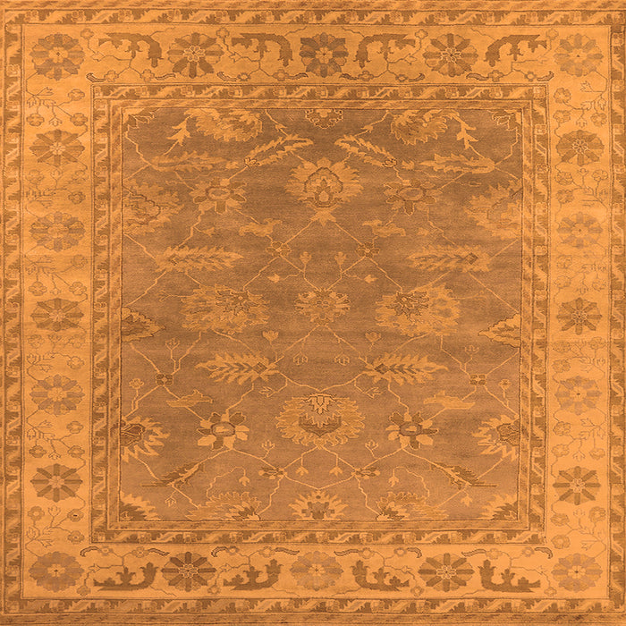 Square Machine Washable Oriental Orange Industrial Area Rugs, wshurb1638org