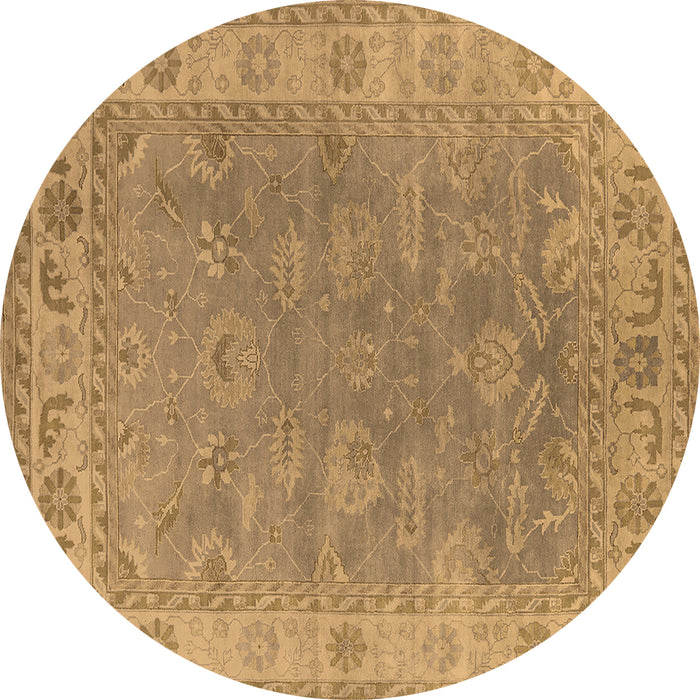Round Oriental Brown Industrial Rug, urb1638brn