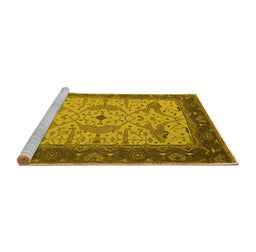 Sideview of Machine Washable Oriental Yellow Industrial Rug, wshurb1639yw