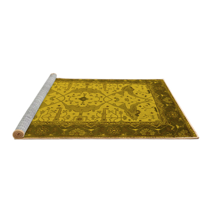 Sideview of Machine Washable Oriental Yellow Industrial Rug, wshurb1639yw
