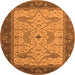 Round Oriental Orange Industrial Rug, urb1639org