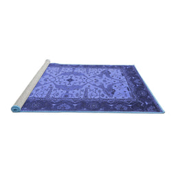 Sideview of Machine Washable Oriental Blue Industrial Rug, wshurb1639blu