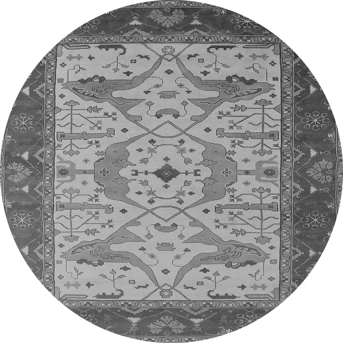 Round Machine Washable Oriental Gray Industrial Rug, wshurb1639gry