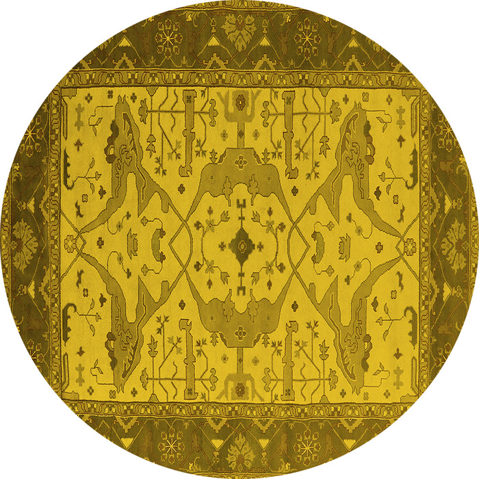Round Oriental Yellow Industrial Rug, urb1639yw