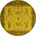 Round Oriental Yellow Industrial Rug, urb1639yw