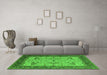 Machine Washable Oriental Green Industrial Area Rugs in a Living Room,, wshurb1639grn