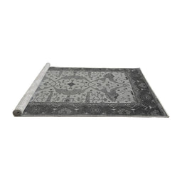 Sideview of Machine Washable Oriental Gray Industrial Rug, wshurb1639gry