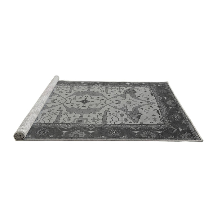 Sideview of Machine Washable Oriental Gray Industrial Rug, wshurb1639gry