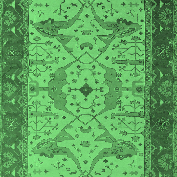 Machine Washable Oriental Emerald Green Industrial Area Rugs, wshurb1639emgrn
