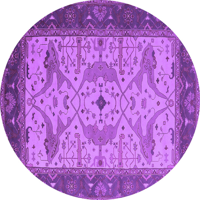 Round Machine Washable Oriental Purple Industrial Area Rugs, wshurb1639pur