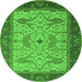 Round Oriental Green Industrial Rug, urb1639grn