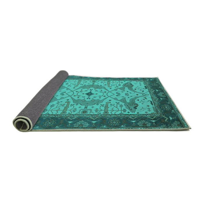 Sideview of Oriental Turquoise Industrial Rug, urb1639turq