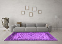 Machine Washable Oriental Purple Industrial Rug, wshurb1639pur