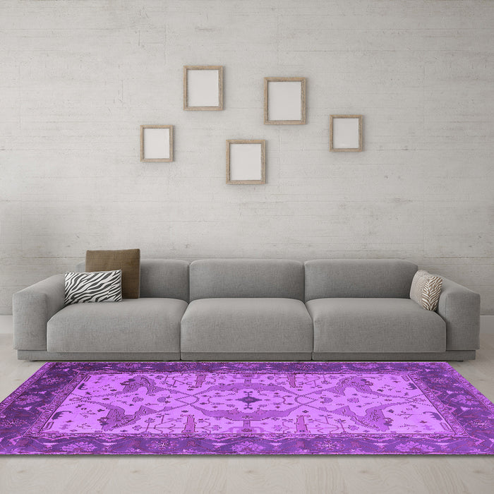 Machine Washable Oriental Purple Industrial Area Rugs in a Living Room, wshurb1639pur