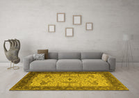 Machine Washable Oriental Yellow Industrial Rug, wshurb1639yw