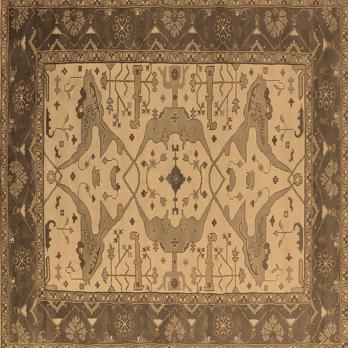 Square Oriental Brown Industrial Rug, urb1639brn