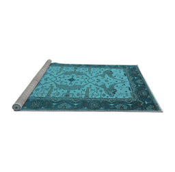 Sideview of Machine Washable Oriental Light Blue Industrial Rug, wshurb1639lblu