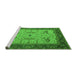 Sideview of Machine Washable Oriental Green Industrial Area Rugs, wshurb1639grn