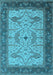 Machine Washable Oriental Light Blue Industrial Rug, wshurb1639lblu