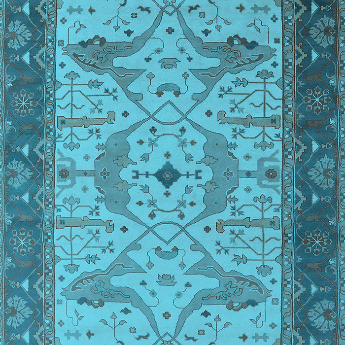 Machine Washable Oriental Light Blue Industrial Rug, wshurb1639lblu