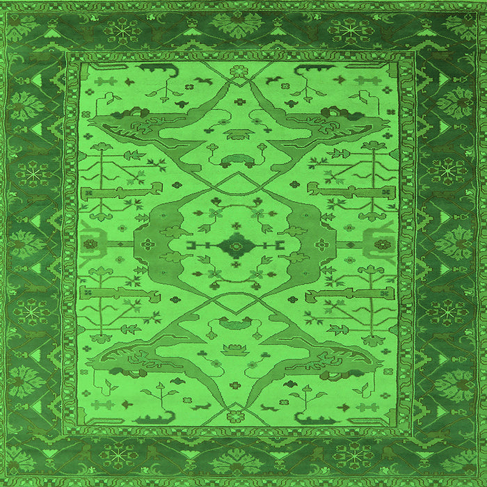 Square Machine Washable Oriental Green Industrial Area Rugs, wshurb1639grn