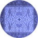 Round Oriental Blue Industrial Rug, urb1639blu