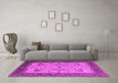 Machine Washable Oriental Pink Industrial Rug in a Living Room, wshurb1639pnk