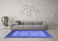 Machine Washable Oriental Blue Industrial Rug, wshurb1639blu