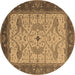 Round Oriental Brown Industrial Rug, urb1639brn