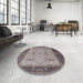 Round Mid-Century Modern Rosy Brown Pink Oriental Rug in a Office, urb1639