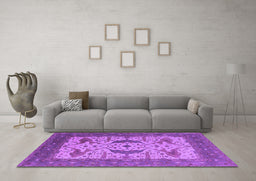Machine Washable Oriental Purple Industrial Area Rugs in a Living Room, wshurb1640pur
