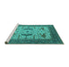 Sideview of Machine Washable Oriental Turquoise Industrial Area Rugs, wshurb1640turq