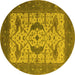 Round Oriental Yellow Industrial Rug, urb1640yw