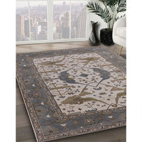 Mid-Century Modern Rosy Brown Pink Oriental Rug, urb1640