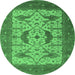 Round Oriental Emerald Green Industrial Rug, urb1640emgrn